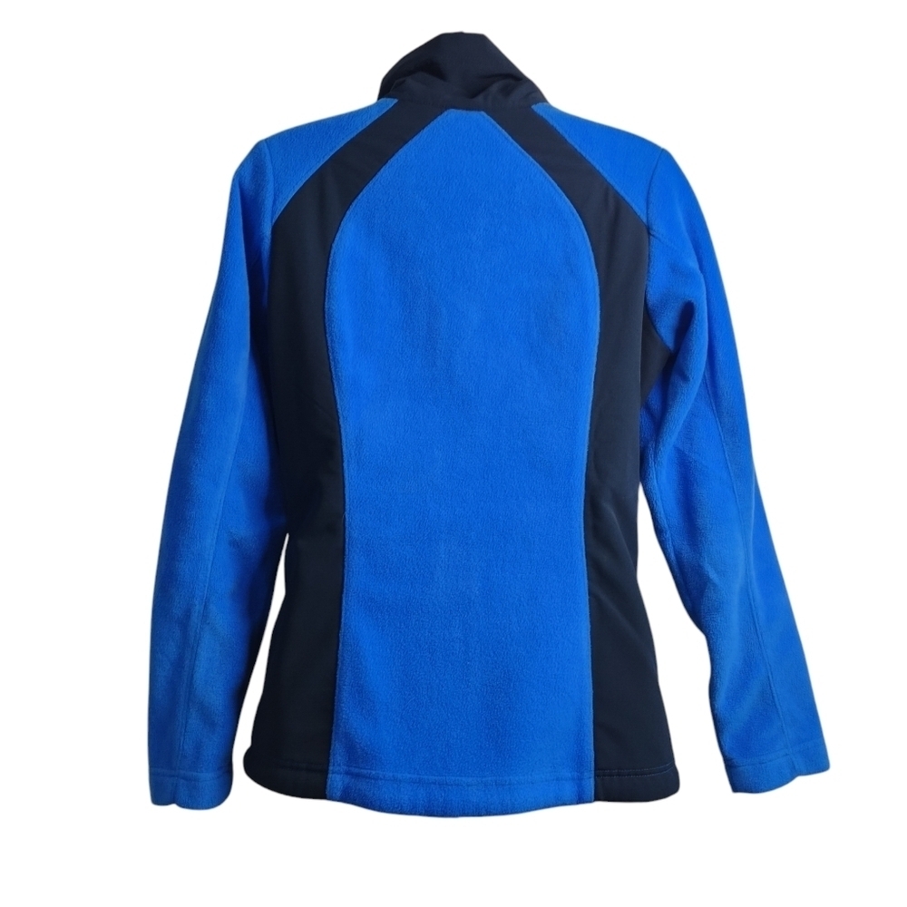 Columbia Women's Blue Black Full Zip Polar Fleece Jacket Side Panels Size Small - Picture 2 of 10